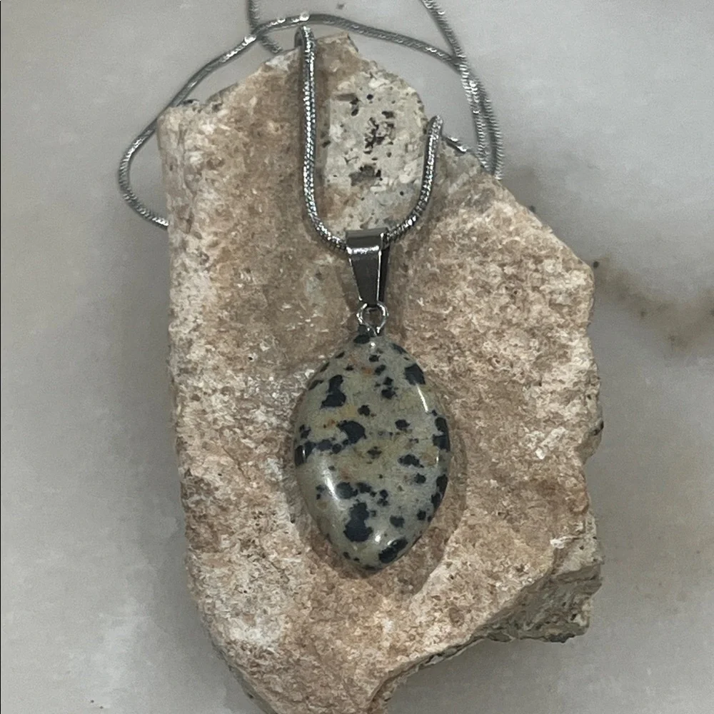 Dalmatian Jasper Stone Pendant Necklace